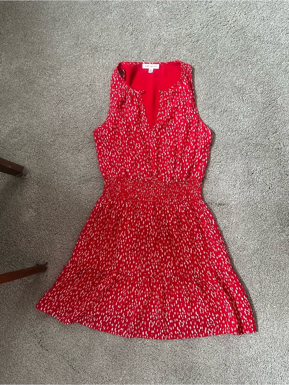 Socialite Red Sleeveless Printed Dress